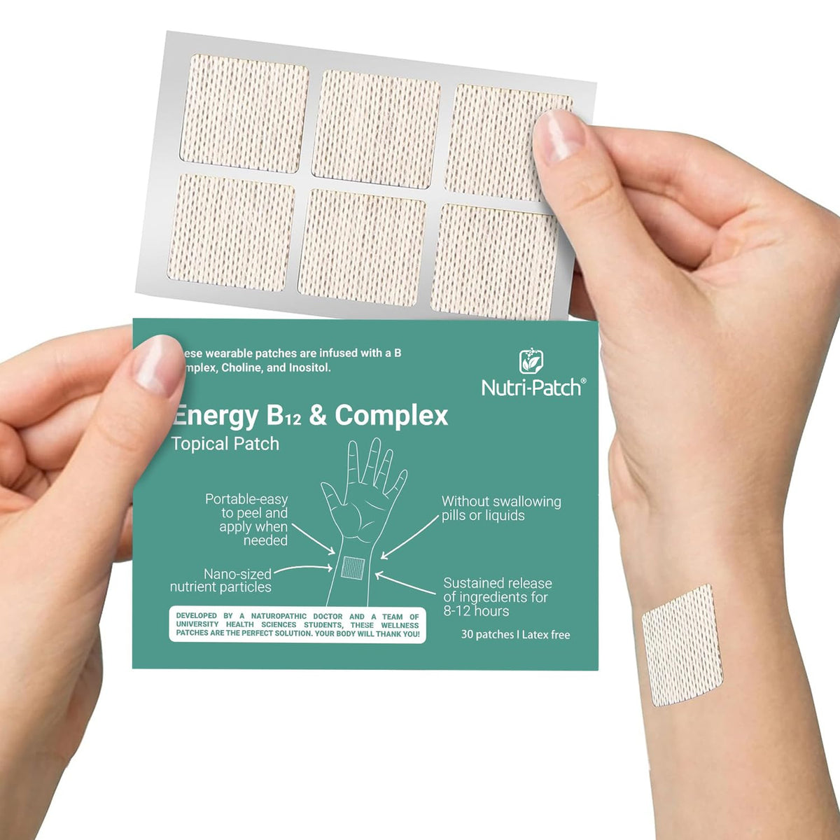NUTRI-PATCH front packaging showing product benefits and count