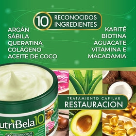 NUTRIBELA10 label close-up emphasizing key actives and clarity