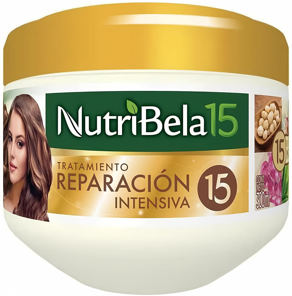 Nutribela 15 front packaging showing bottle and benefits of repair