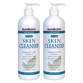 NutriBiotic on bathroom counter in lifestyle scene indicating daily gentle cleansing use