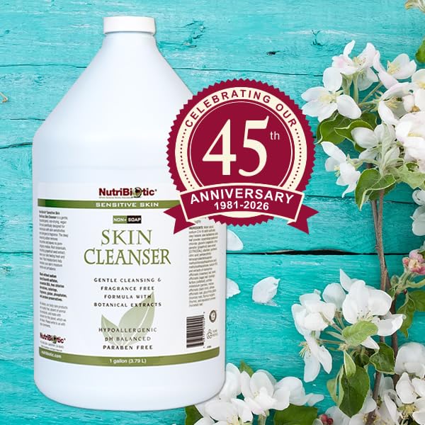 NutriBiotic cleanser being dispensed for handwashing, gentle on skin