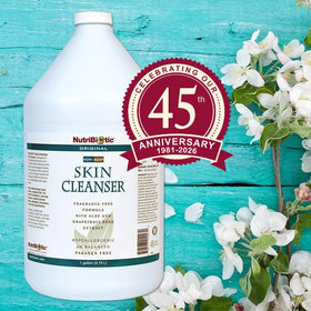 NutriBiotic cleanser pouring close-up showing creamy texture and gentle cleansing