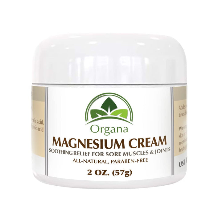 NutriNoche Organa magnesium cream jar front view showing packaging and calm design