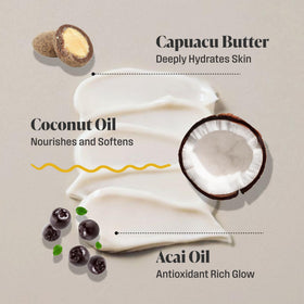 Nutrius label close-up highlighting cupuaçu, coconut, guarana and açaí ingredients