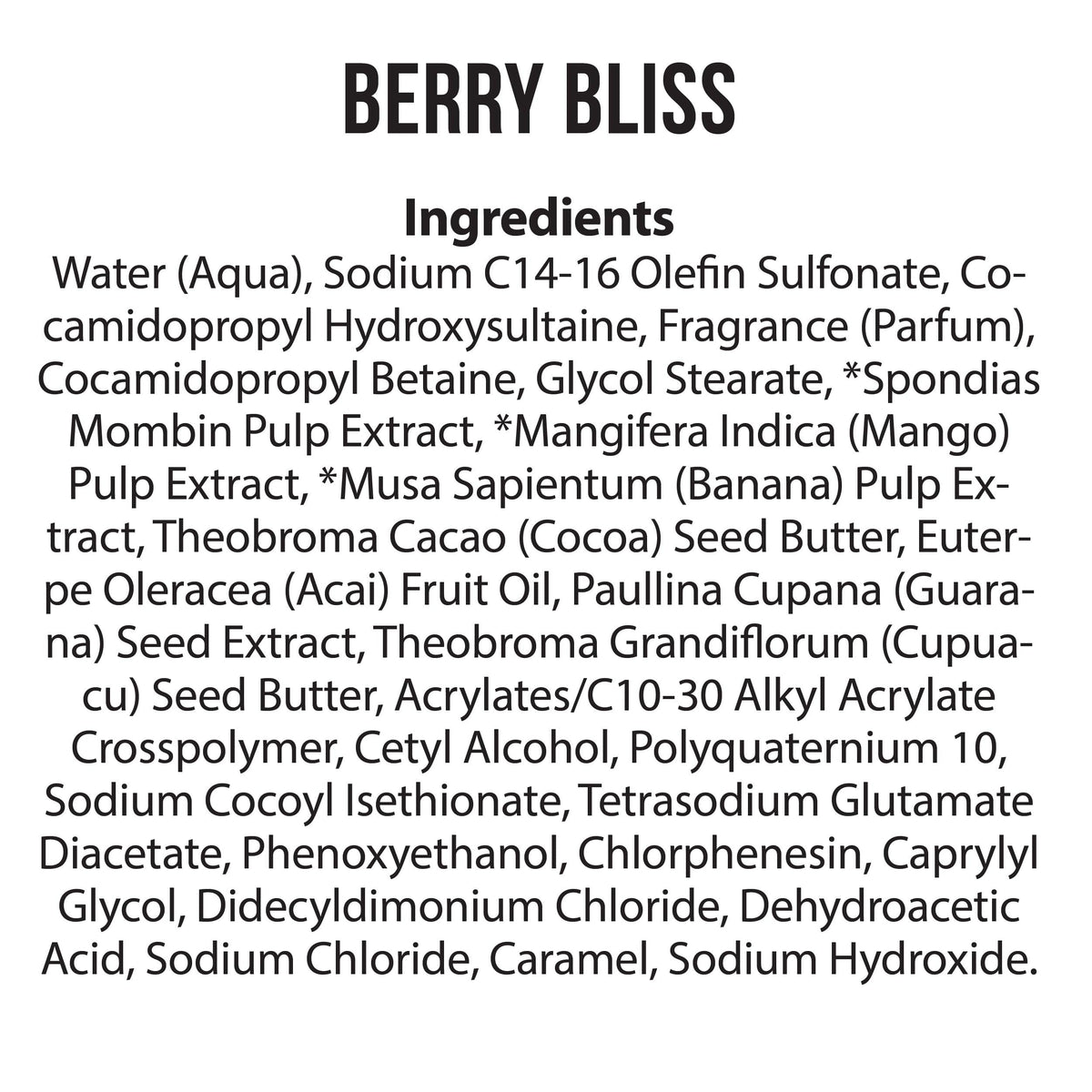 Nutrius ingredient label close-up showing cupuacu, açaí and clean formula