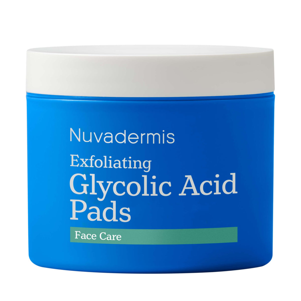 NUVADERMIS front packaging showing 60 double-sided pads and benefits