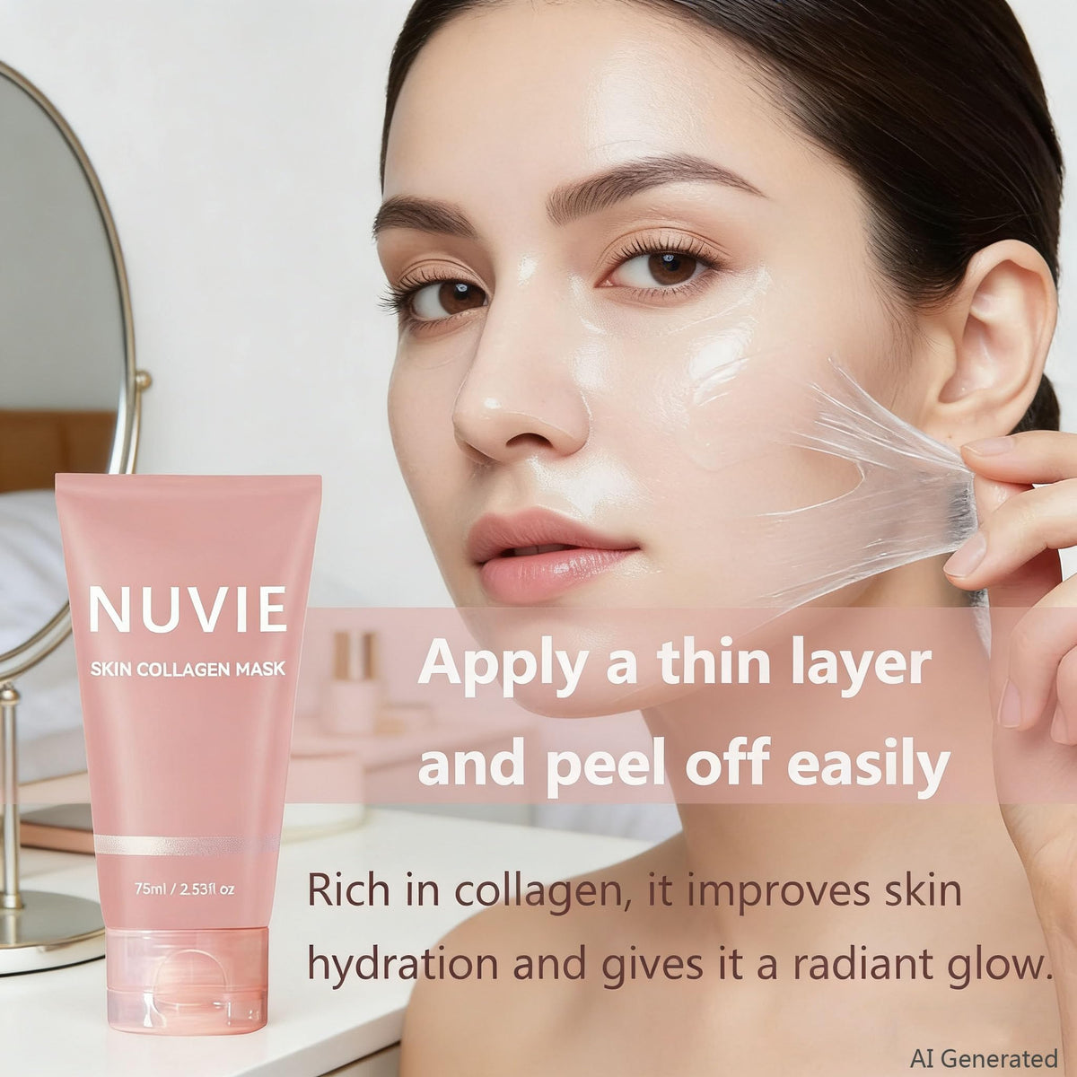 Nuvie Skin peeled film detail, illustrating gentle removal and clean feel
