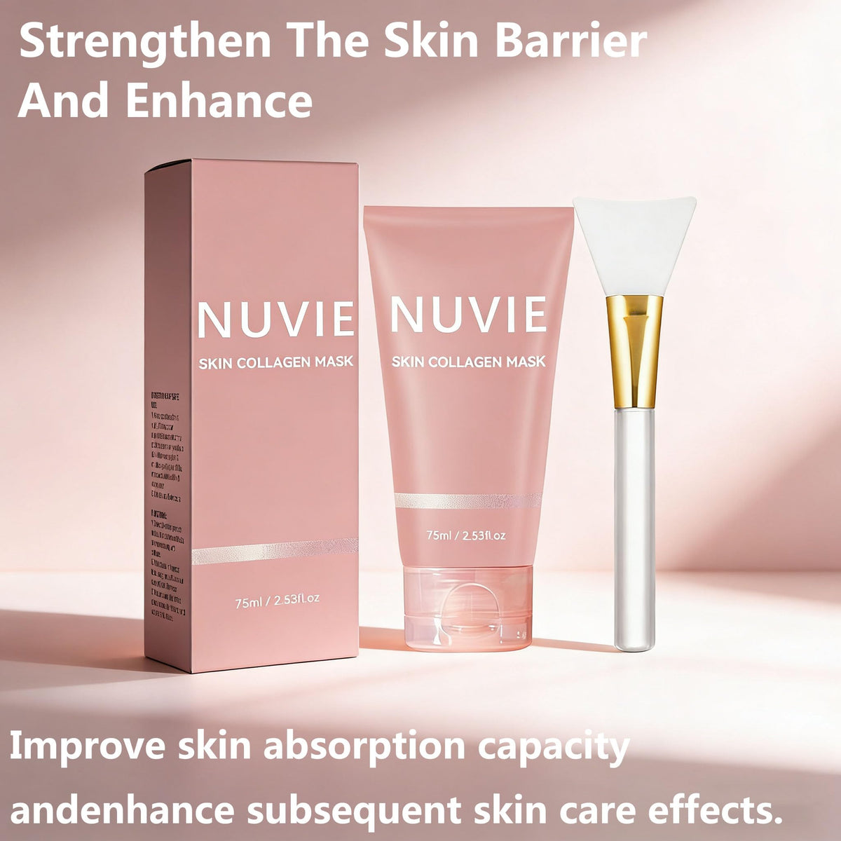 Nuvie Skin next to measuring cup to show 75ml scale and portable size