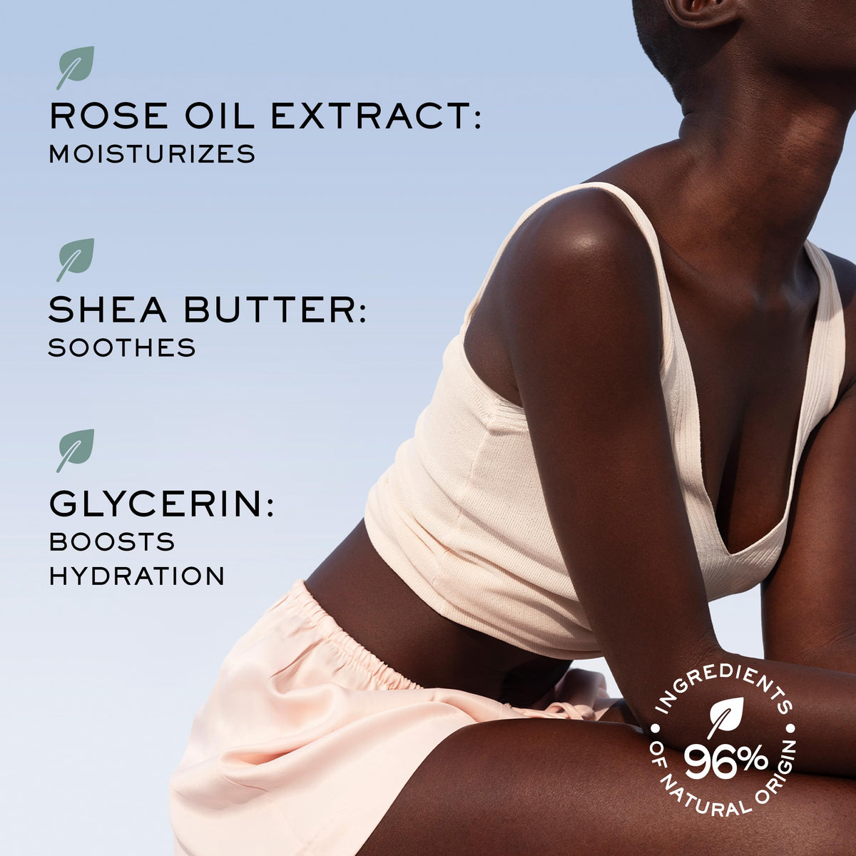 NUXE application on leg showing massage technique and immediate smooth finish benefit