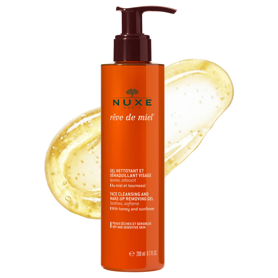 NUXE front packaging showing 6.7 fl oz bottle and branding benefits