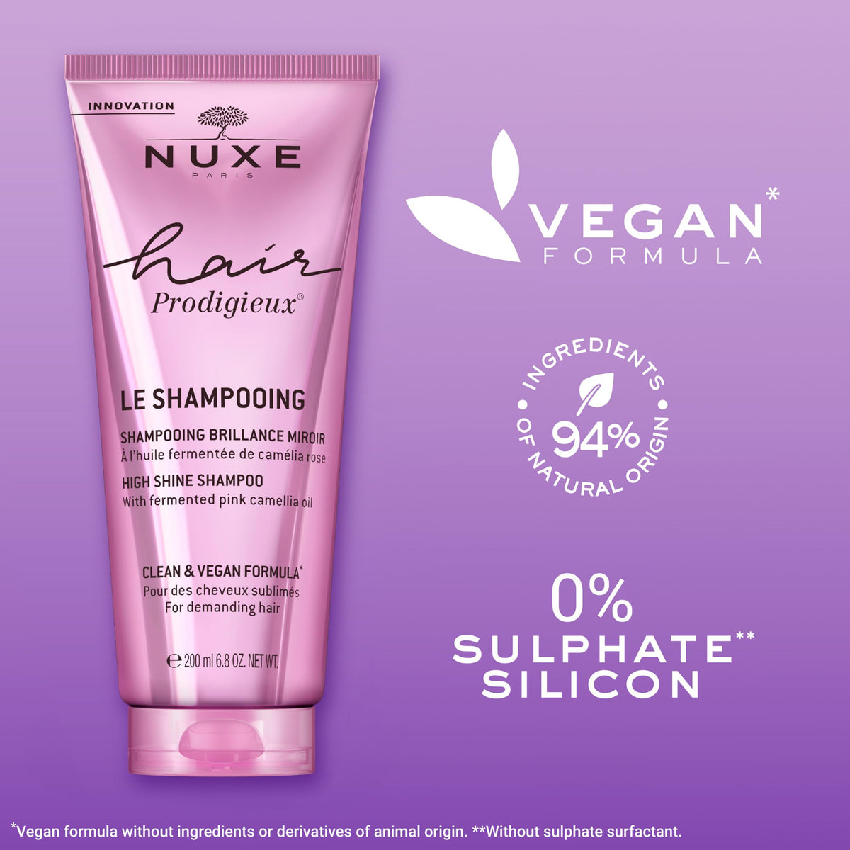 NUXE shampoo placed on bathroom shelf in lifestyle setting for daily routine