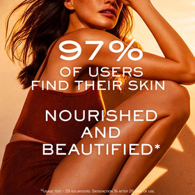 NUXE pouring oil texture from bottle demonstrating lightweight, non-greasy absorption