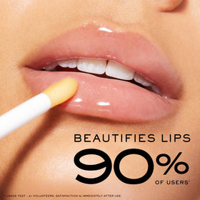 NUXE lip oil applied on lips showing natural glossy shine and smooth look benefit