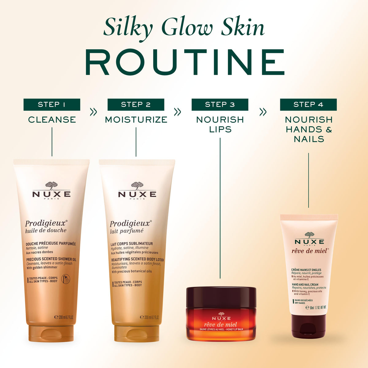 NUXE on bathroom vanity with towel suggesting daily ritual and comfort