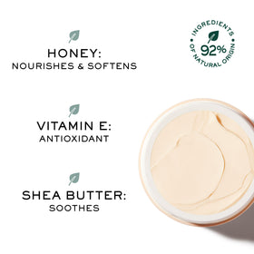 NUXE balm being applied to cheek demonstrating calming and moisturizing effect