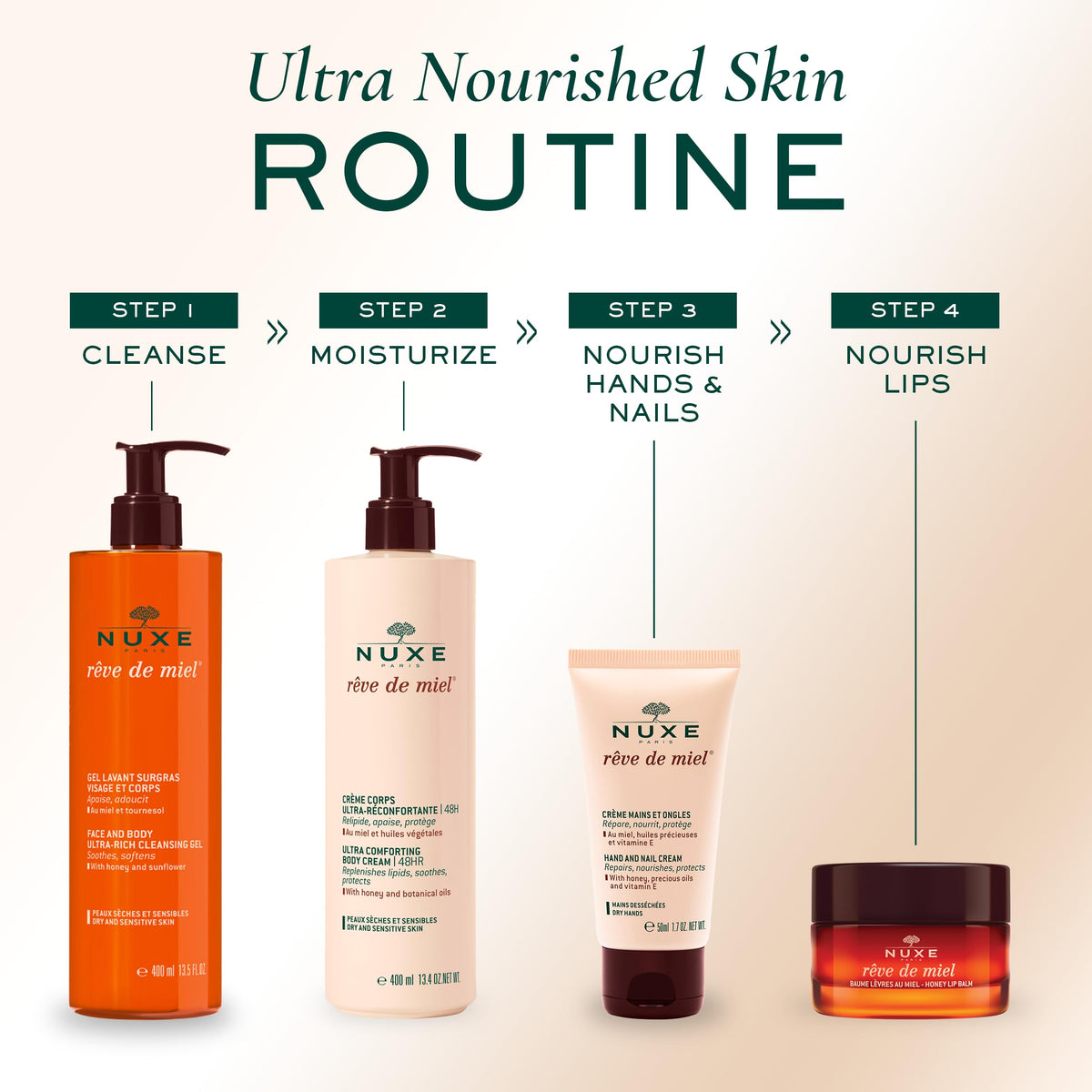 NUXE cream on bathroom shelf in lifestyle setting promoting daily use