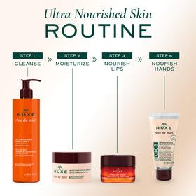 NUXE jar on bathroom shelf in soft light conveying luxurious French skincare