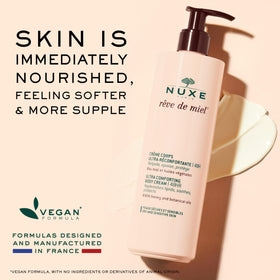 NUXE cream being applied to hand showing quick absorption benefit