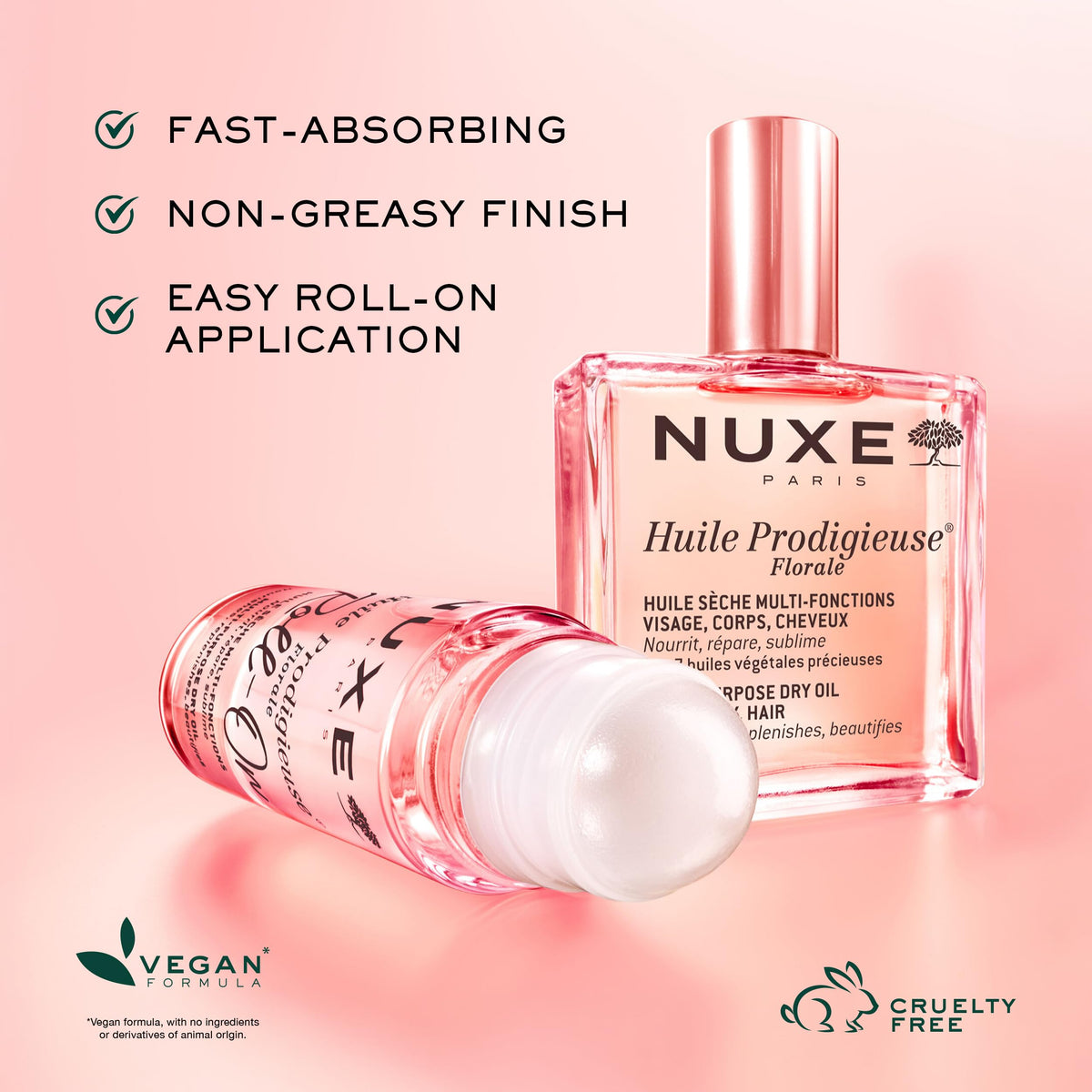NUXE roll-on in hand indicating portable size and travel-friendly benefit