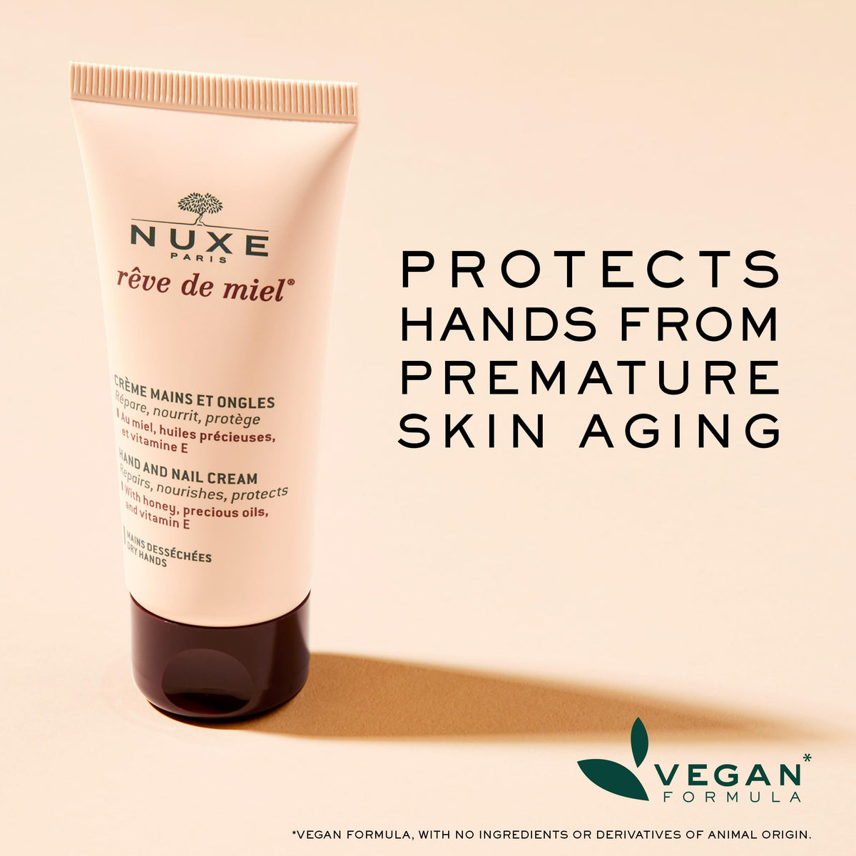 NUXE tube cap and label detail highlighting French-made quality and ingredient callouts