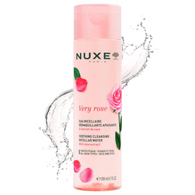 NUXE bottle front packaging showing rose cleanser and benefits