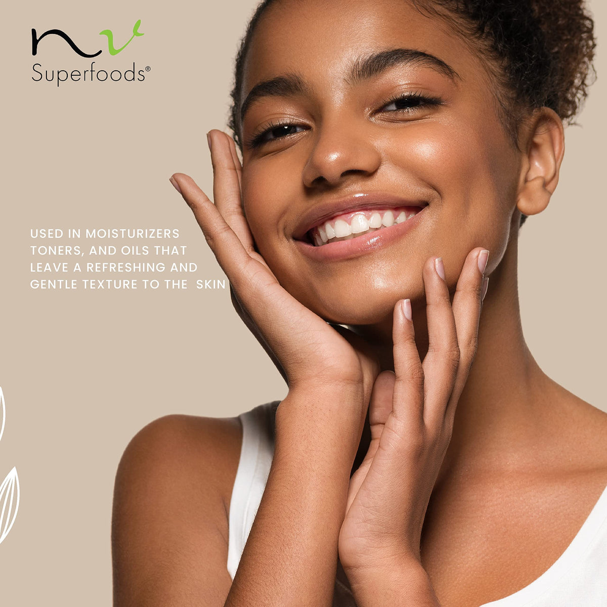NV Superfoods bottle on bathroom counter beside towels showing everyday skincare use