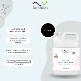 NV Superfoods pouring glycerin close-up illustrating smooth pourability and precise dosing