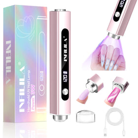 NXJ INFILILA front view pink compact lamp showing controls for quick setup