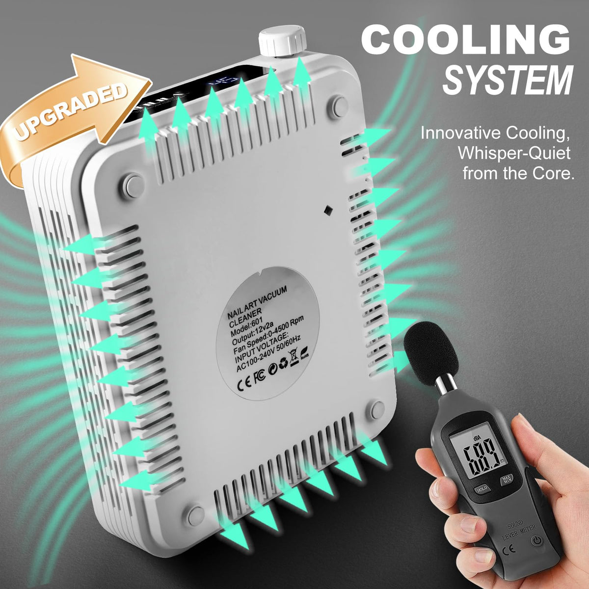 NXJ INFILILA with lid open revealing filter and motor protection for easy maintenance