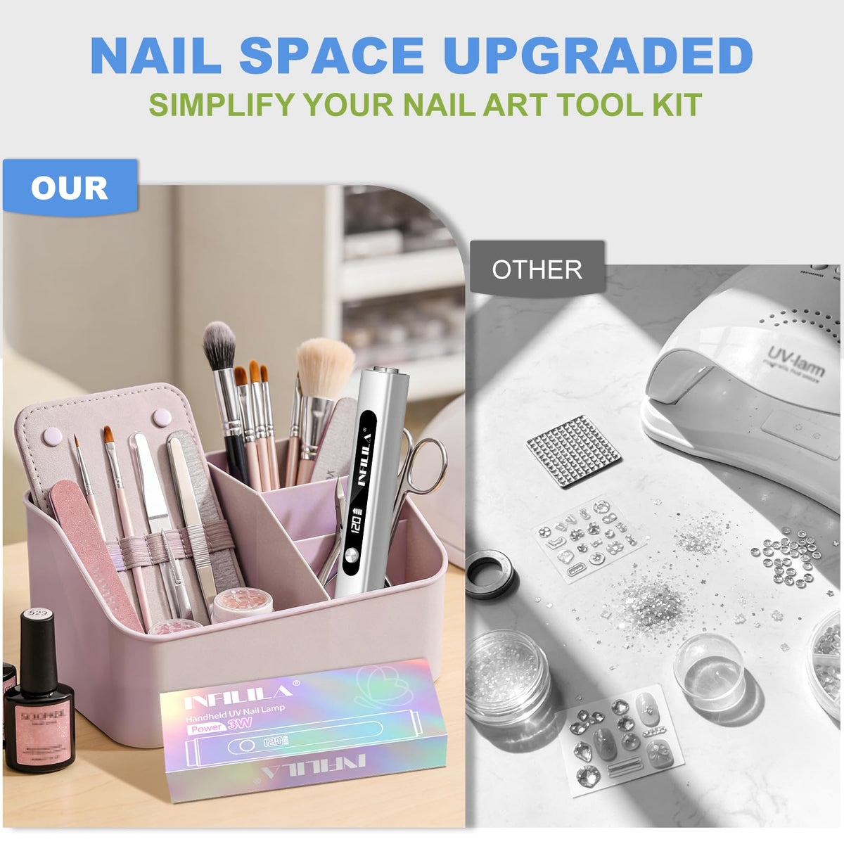 NXJ INFILILA lifestyle travel shot in a makeup bag for on-the-go touch-ups