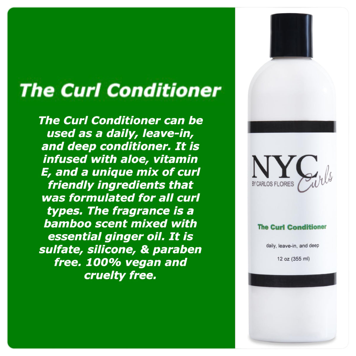 NYC Curls creamy conditioner texture on hand, highlighting slip and hydration