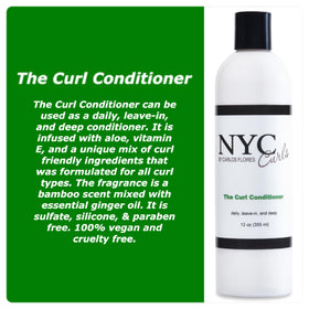 NYC Curls creamy conditioner texture on hand, highlighting slip and hydration