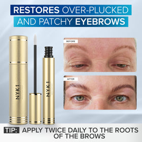 NYK1 before and after brows comparison illustrating fuller, thicker-looking results