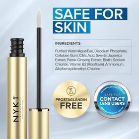 NYK1 label detail with ingredients and usage hints for safe eyebrow application