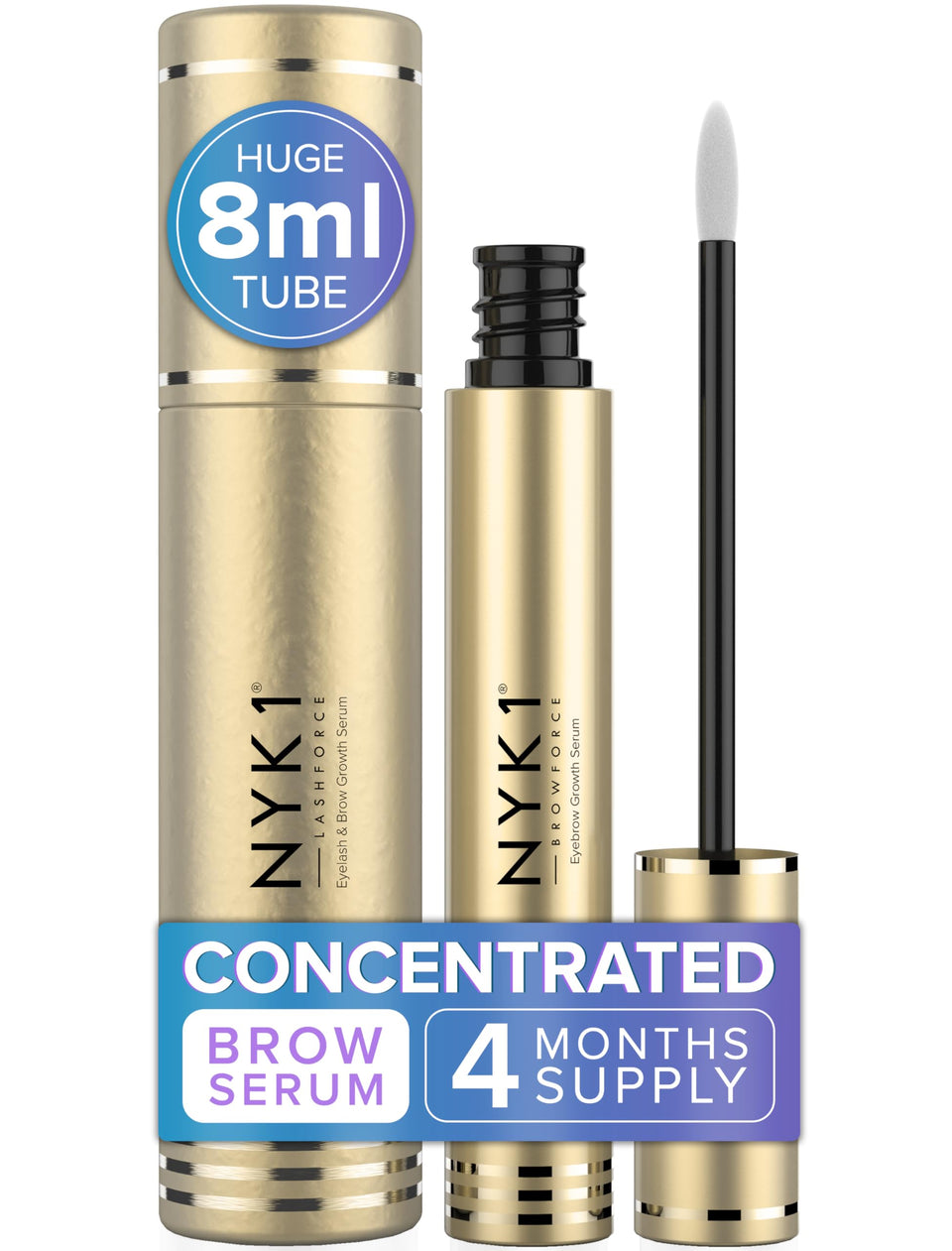 NYK1 front packaging showing 8ml tube and product name, highlighting longevity