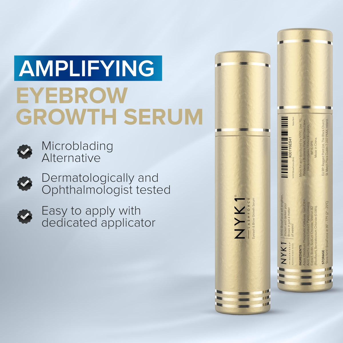 NYK1 model with natural-looking fuller brows after consistent serum use