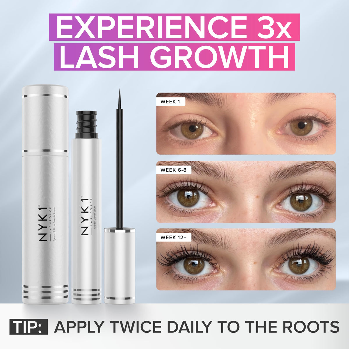 NYK1 LashForce being applied along upper lash line for everyday use
