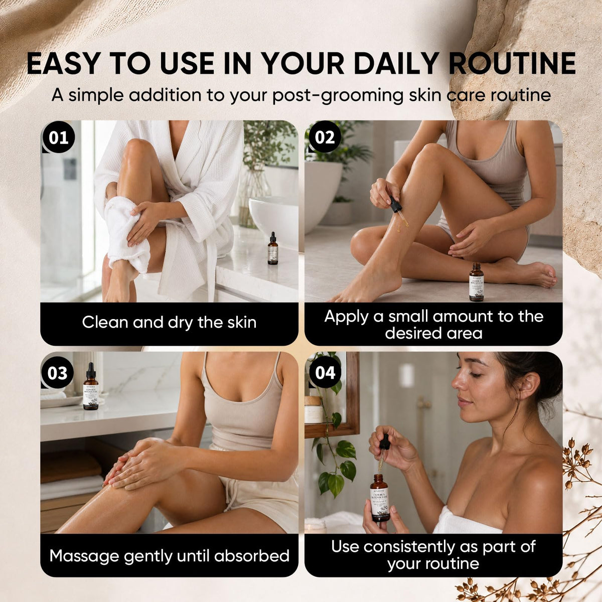 NYVORIS on bathroom shelf as part of grooming routine for daily care