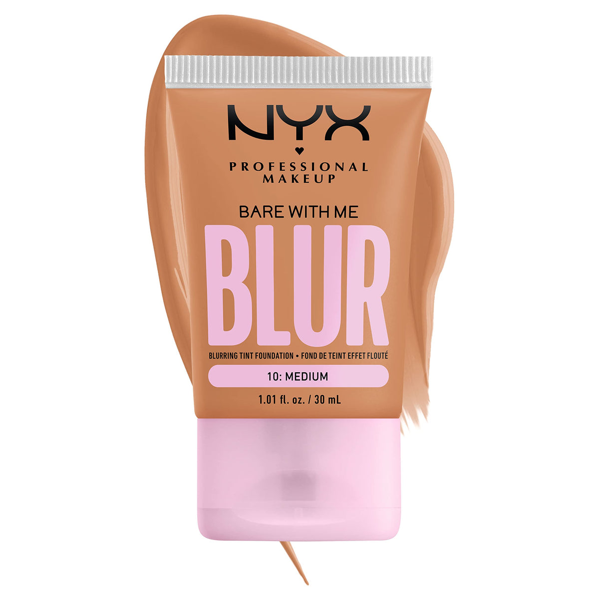 NYX PROFESSIONAL MAKEUP label close-up showing ingredients and claims