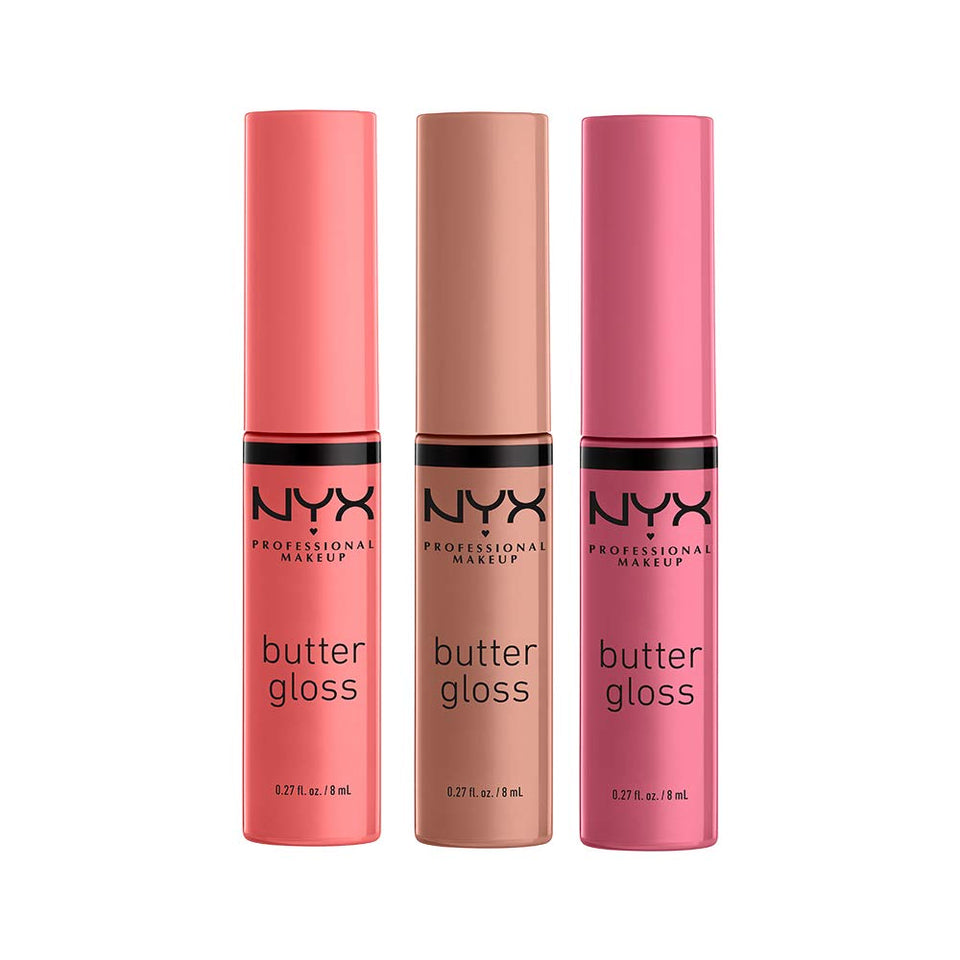 NYX PROFESSIONAL MAKEUP front packaging showing three gloss tubes and brand name