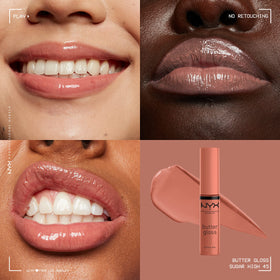 NYX PROFESSIONAL MAKEUP gloss texture closeup highlighting creamy finish and non-sticky sheen