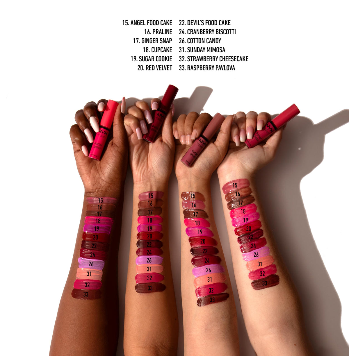 NYX PROFESSIONAL MAKEUP three glosses in a travel pouch flatlay for easy on-the-go touch-ups