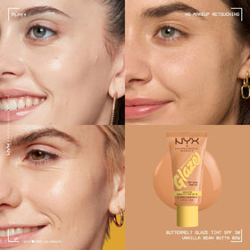 NYX PROFESSIONAL MAKEUP application swipe on skin demonstrating luminous coverage