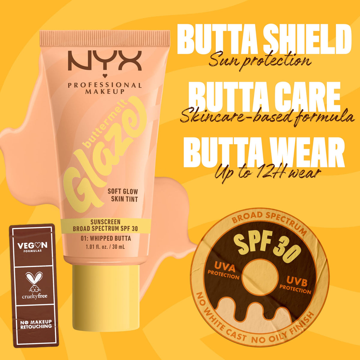 NYX PROFESSIONAL MAKEUP product dispensing from tube showing easy application