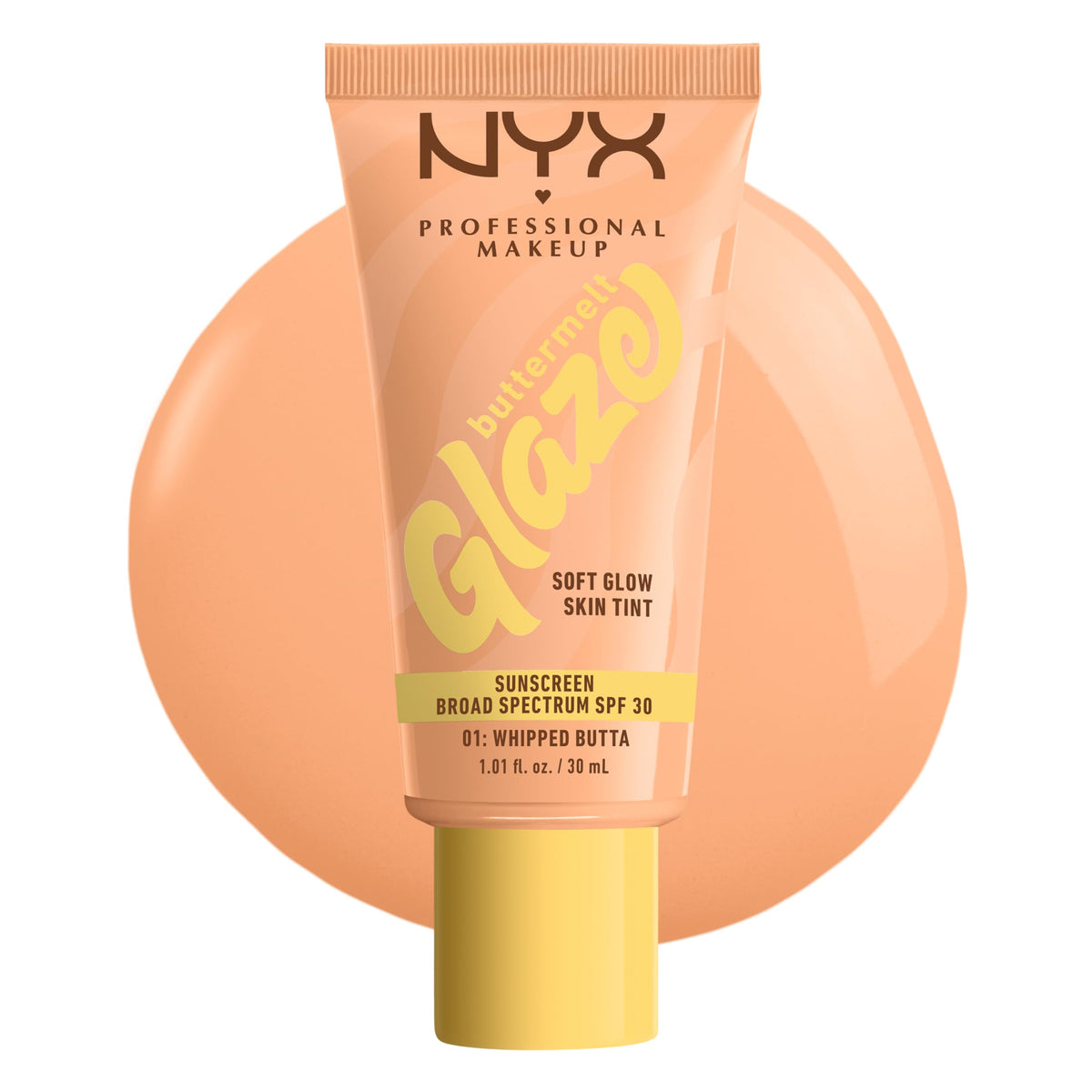 NYX PROFESSIONAL MAKEUP front tube showing product packaging and benefits