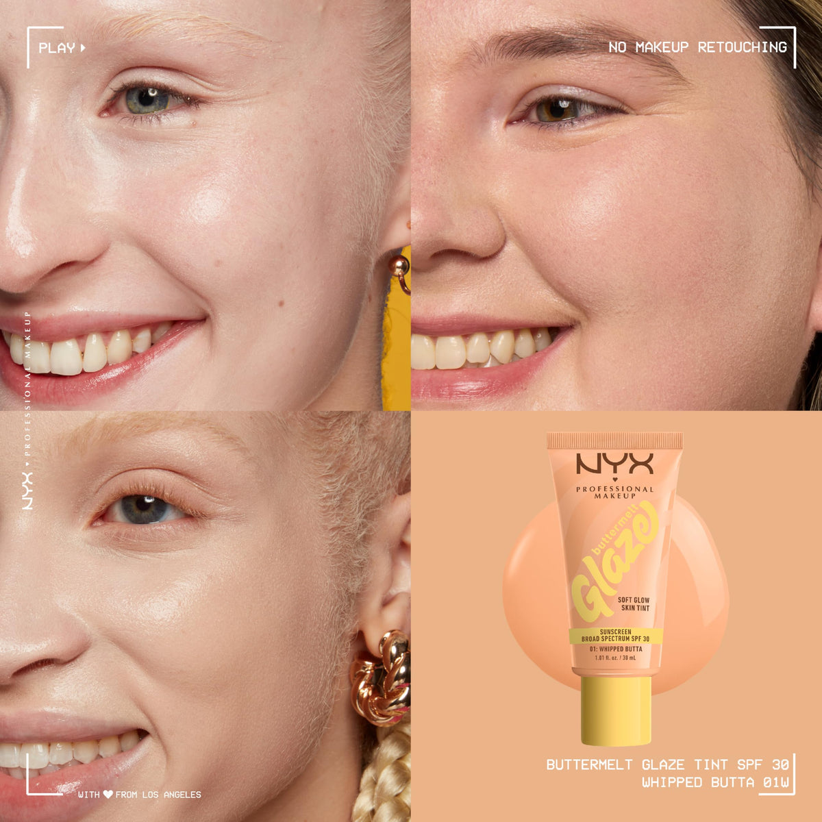 NYX PROFESSIONAL MAKEUP close-up of label highlighting SPF 30 and ingredients
