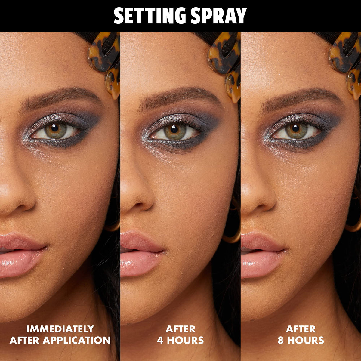 NYX duo in use on model face illustrating application and natural matte look