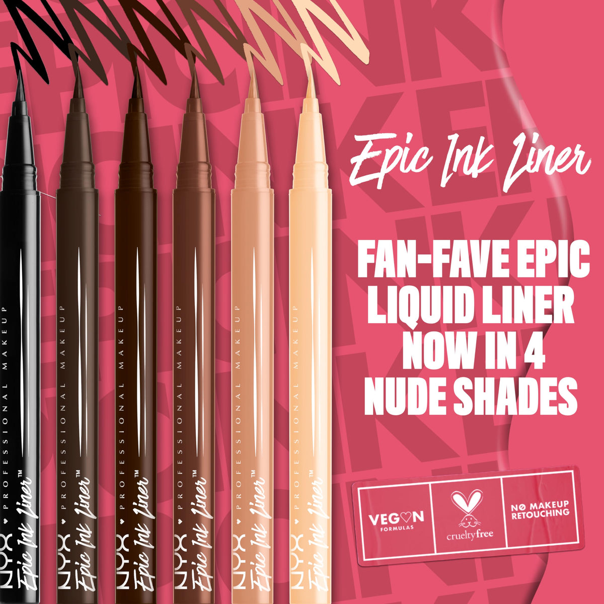 NYX Epic Ink Liner cap removed showing ink reservoir and quick-drying benefit