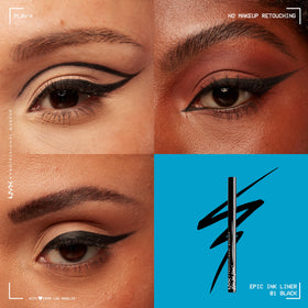 NYX Epic Ink Liner black stroke swatch demonstrating intense pigment and waterproof finish