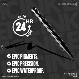 NYX Epic Ink Liner precise tip close-up highlighting control and smooth application